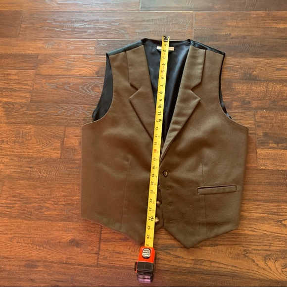 Vintage Classic Brown Vest Wool Silk - Picture 6 of 6